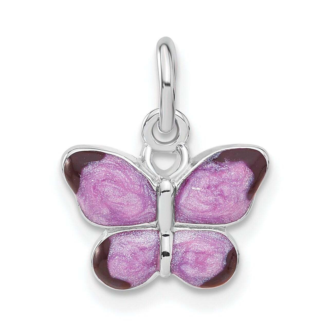 Sterling Silver Enameled Purple Butterfly Charm Jewelry 21mm x 16mm